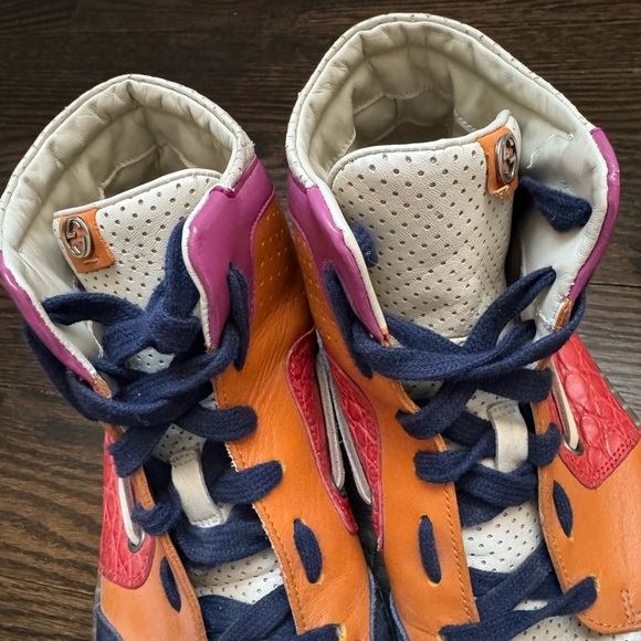 🟤 AUTHENTIC GUCCI HIGH-TOP SNEAKERS MULTICOLOR PVC 309521-Men’s Size 8 - Picture 10 of 13